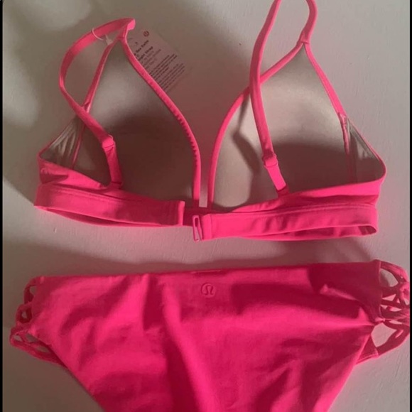 NWT - Lululemon Deep Sea Swim Top and Bottom - Size 6 - Pink Set + Black Top - Picture 4 of 9